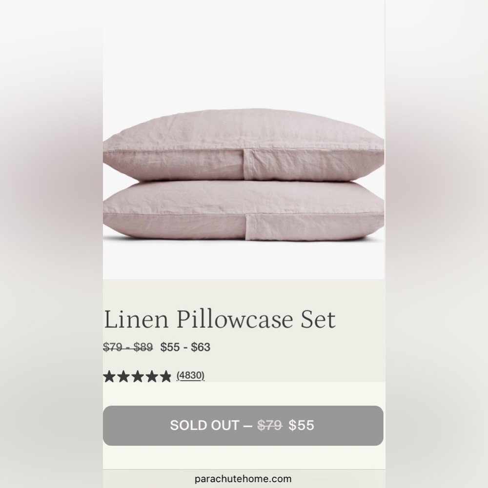 Parachute Linen Back Envelope Pillowcase Set - Soft Pink
